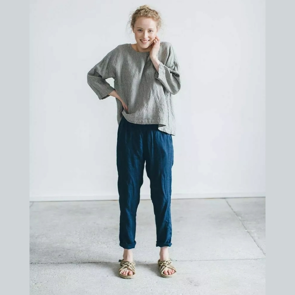 LINENFOX Nova Trousers/Tapered Linen Pants